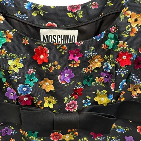 Moschino Couture Rainbow Floral Applique Dress Sz IT 44 US 10 NWT - Picture 4 of 14